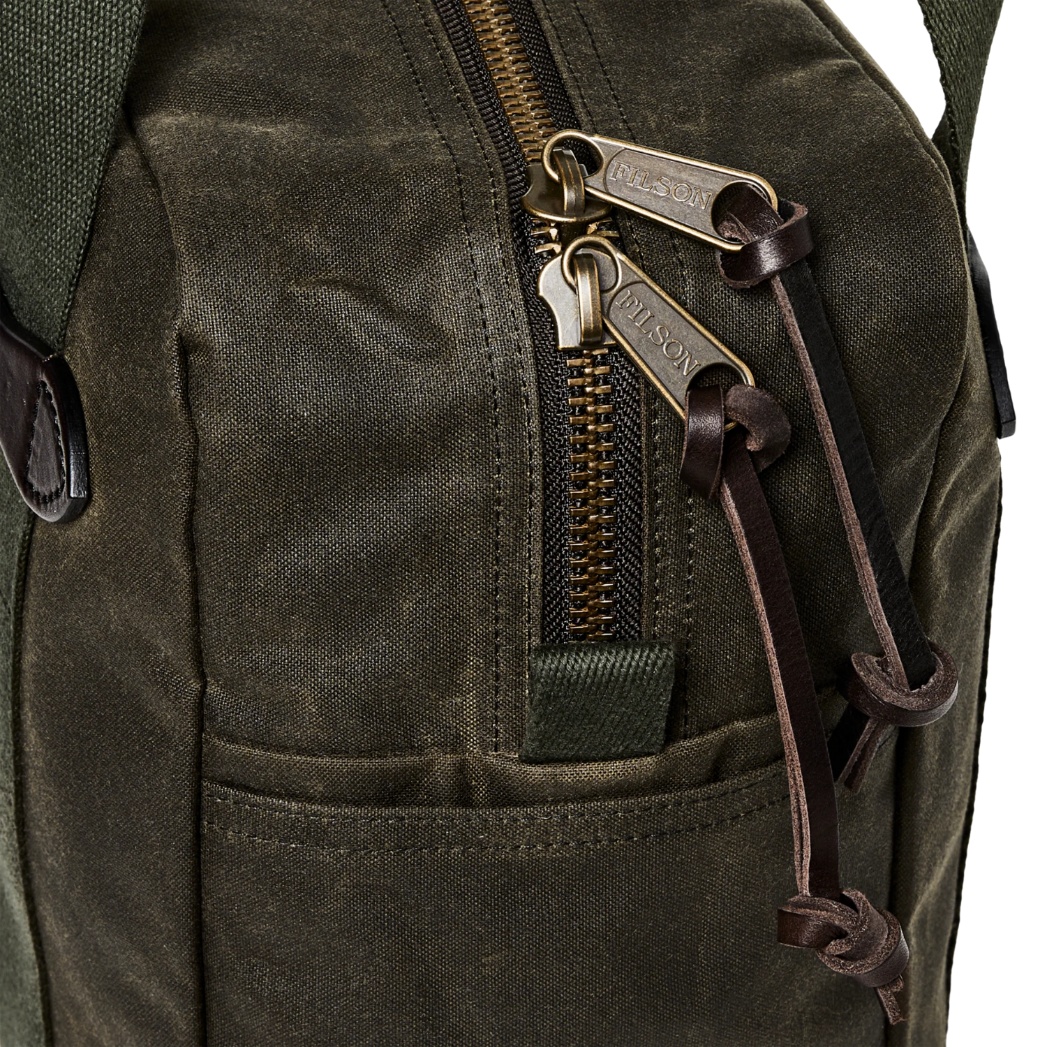 FILSON TIN CLOTH ZIPPER TOTE BAG - OTTER GREEN