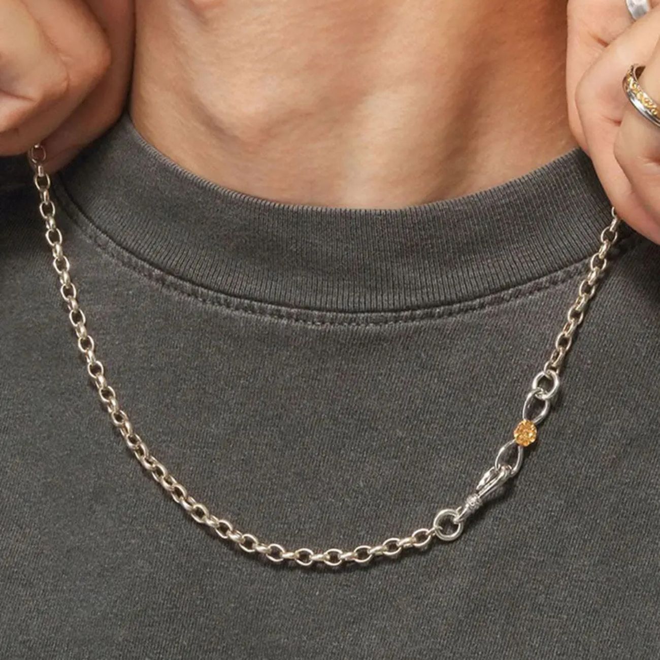 SAAD POPPY END HOOK SILVER 925 K24 (24K) GOLD PLATED NECKLACE PARTS - No Color