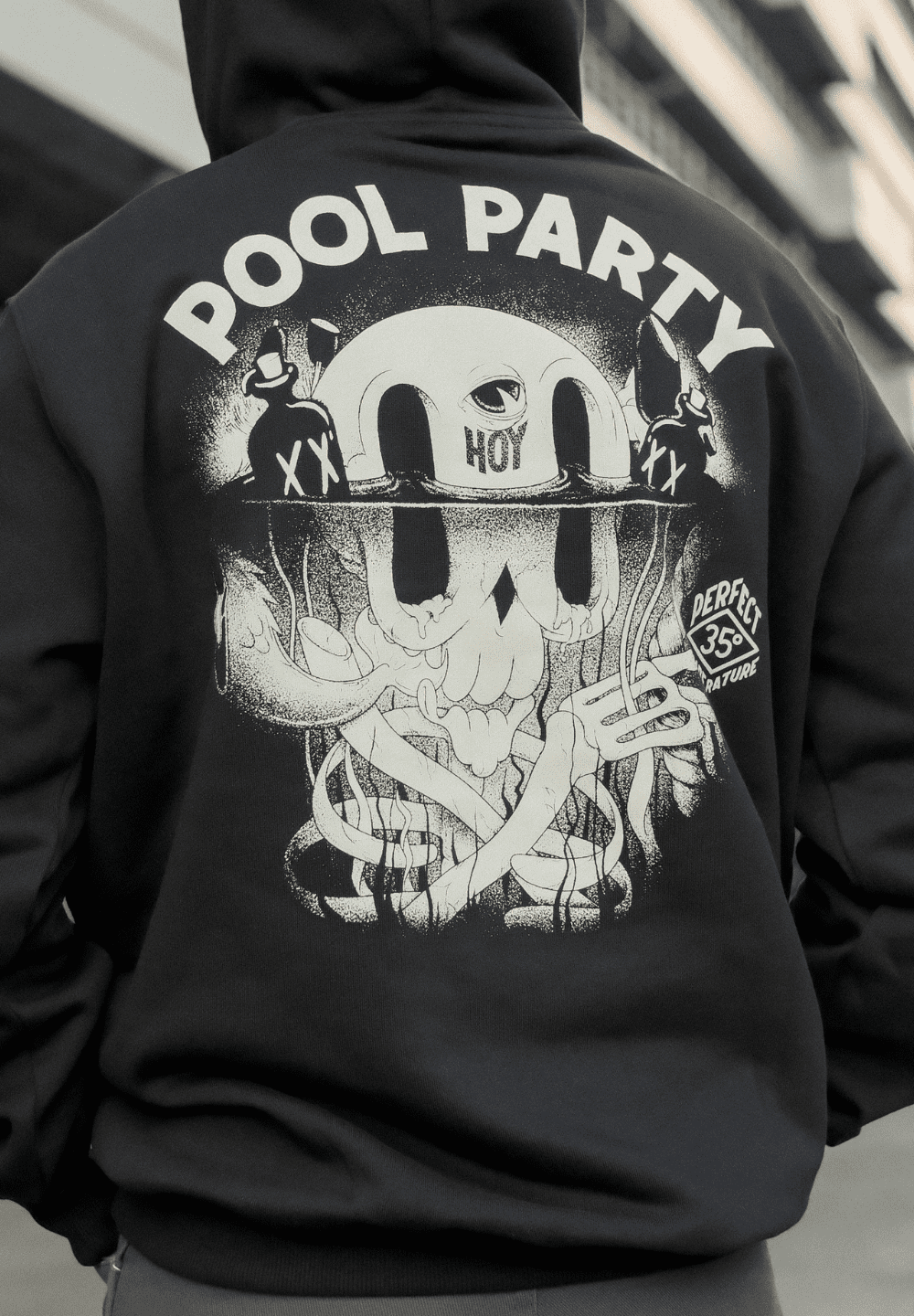 THE DUDES POOL PARTY HOODY - BLACK