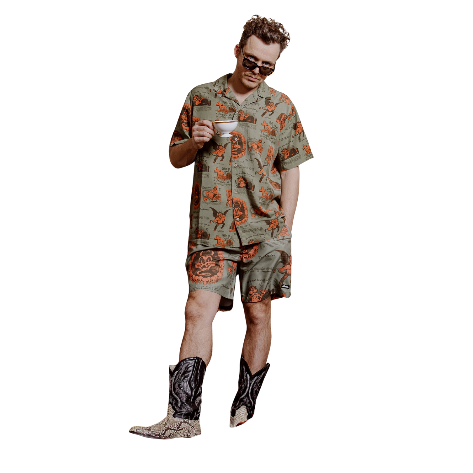 THE DUDES BEELZEBUD GREEN HAWAIIAN SHIRT - MULTI