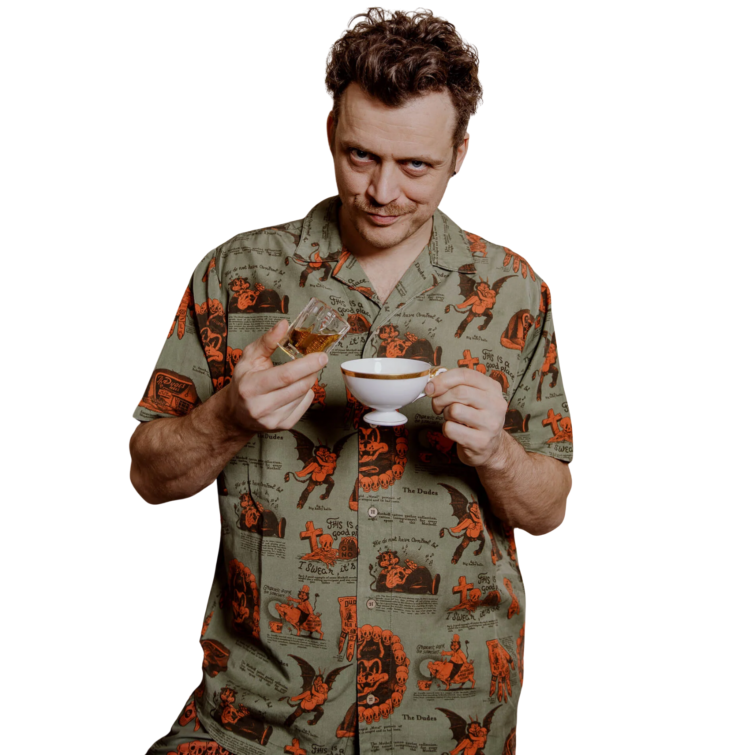 THE DUDES BEELZEBUD GREEN HAWAIIAN SHIRT - MULTI