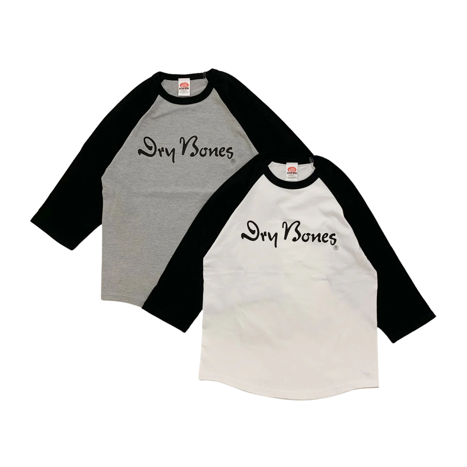 DRY BONES 3/4 SLEEVE T-SHIRT LOGO - WHITE/BLACK