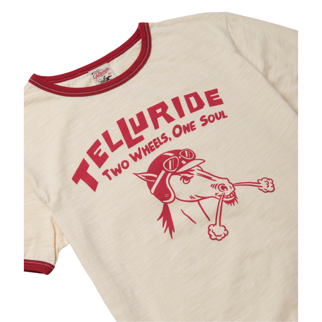 TELLURIDE - RINGER TEE ONE SOUL - WHITE/BURGUNDY