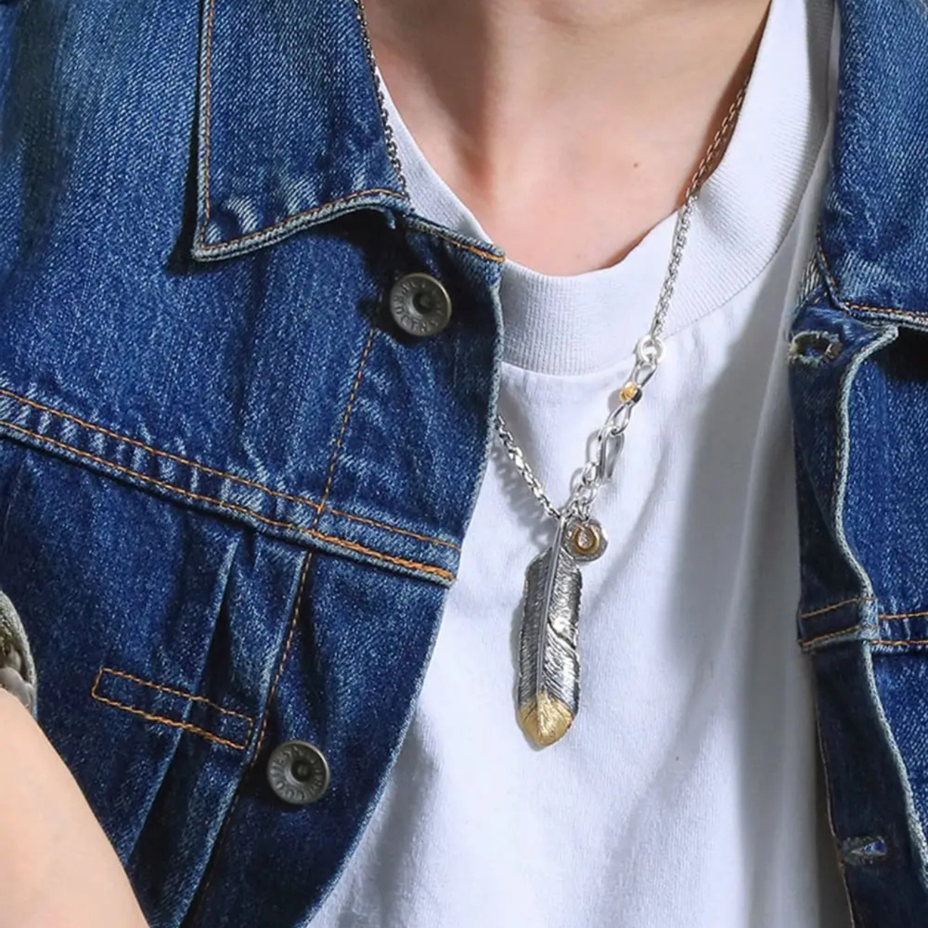 SAAD FEATHER (FACING LEFT) SILVER 925 PENDANT TOP - No Color