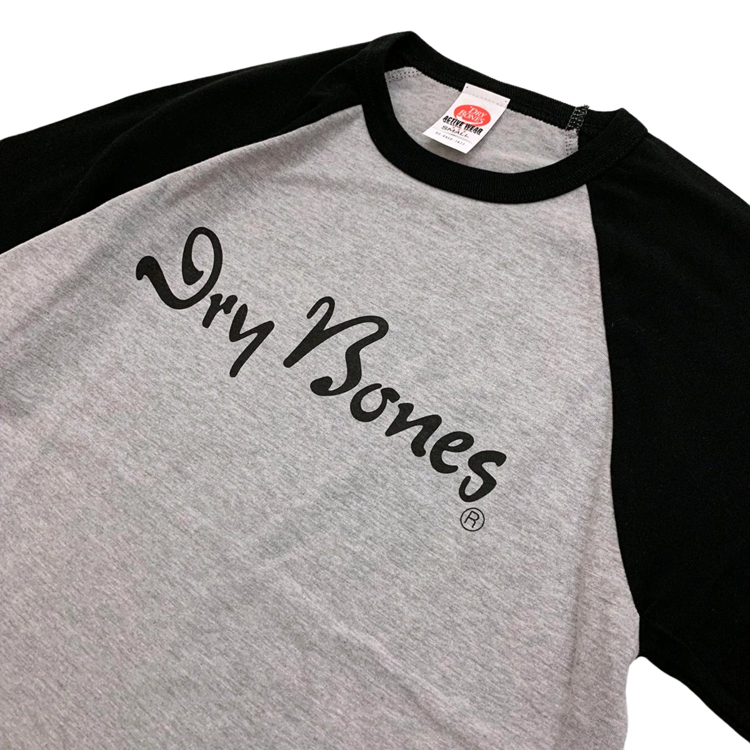 DRY BONES 3/4 SLEEVE T-SHIRT LOGO - GRAY/BLACK