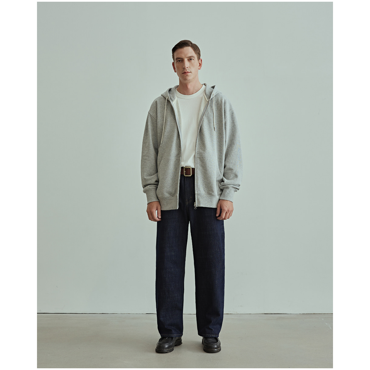 UNIFORM BRIDGE BASIC SWEAT HOOD ZIP UP - 8% MELANGE
