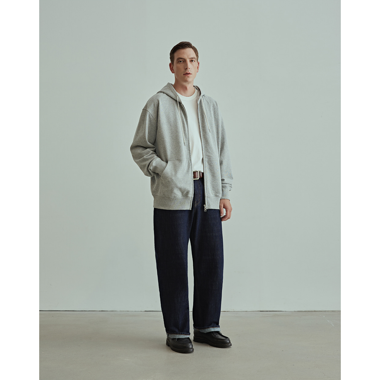 UNIFORM BRIDGE BASIC SWEAT HOOD ZIP UP - 8% MELANGE