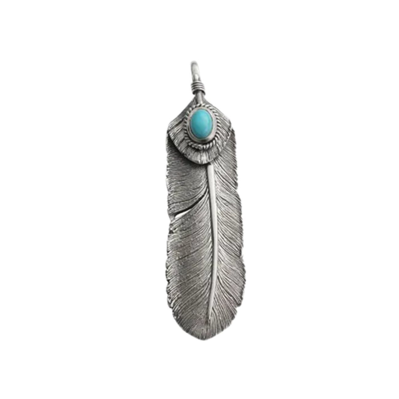 SAAD FEATHER (RIGHT FACING) NATURAL STONE TURQUOISE STONE PENDANT TOP - No