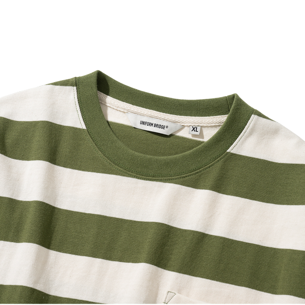 UNIFORM BRIDGE NAVAL STRIPE POCKET L/S T-SHIRT - OLIVE