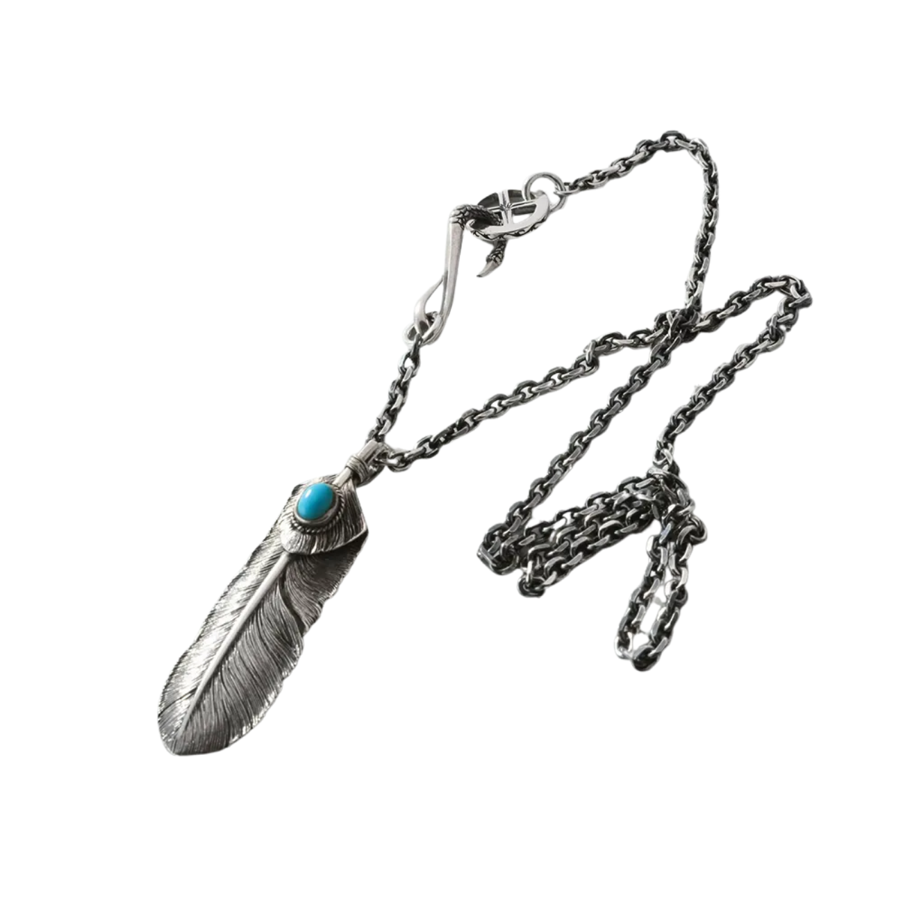 SAAD FEATHER (RIGHT FACING) NATURAL STONE TURQUOISE STONE PENDANT TOP - No