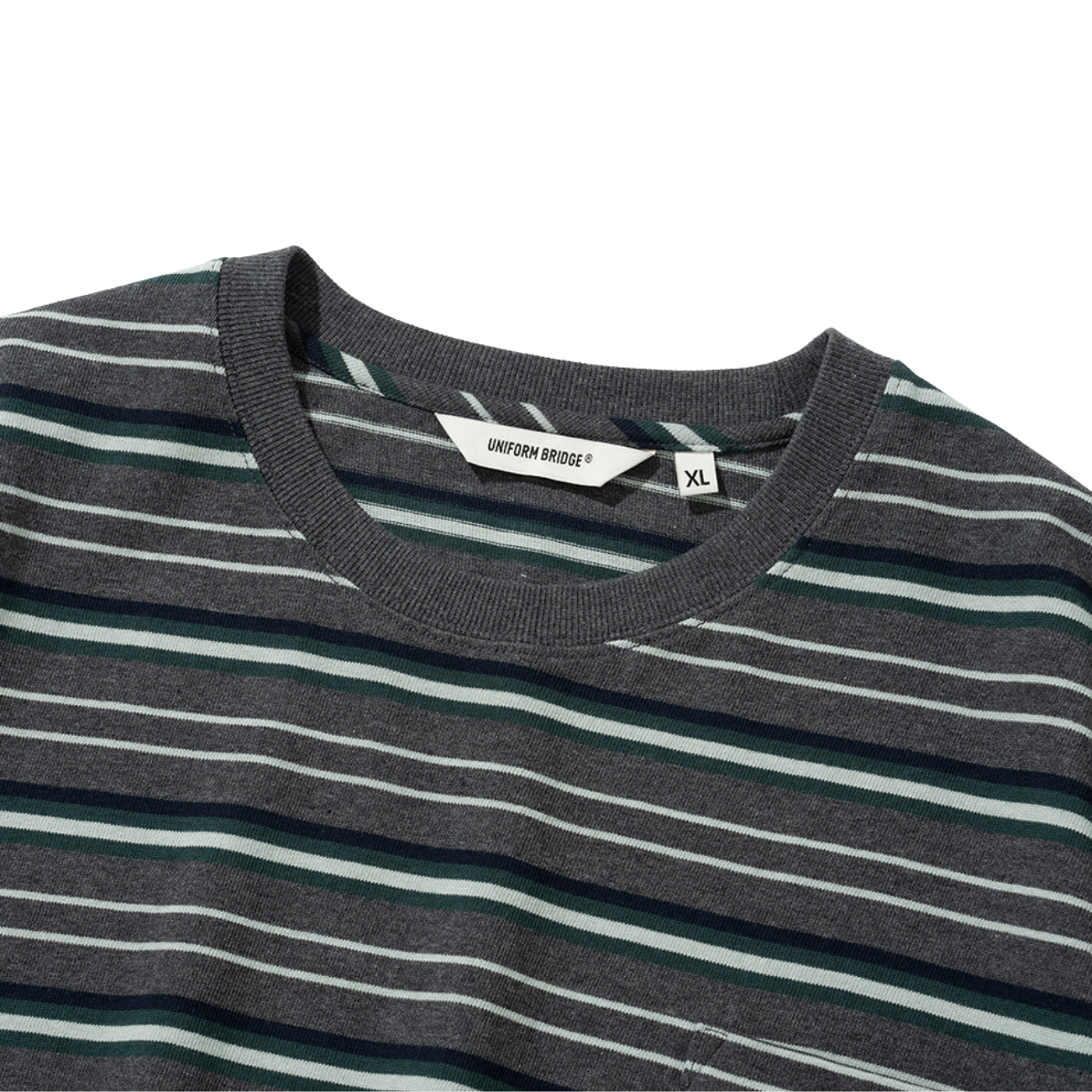 UNIFORM BRIDGE AE VINTAGE STRIPE S/S T-SHIRT - CHARCOAL