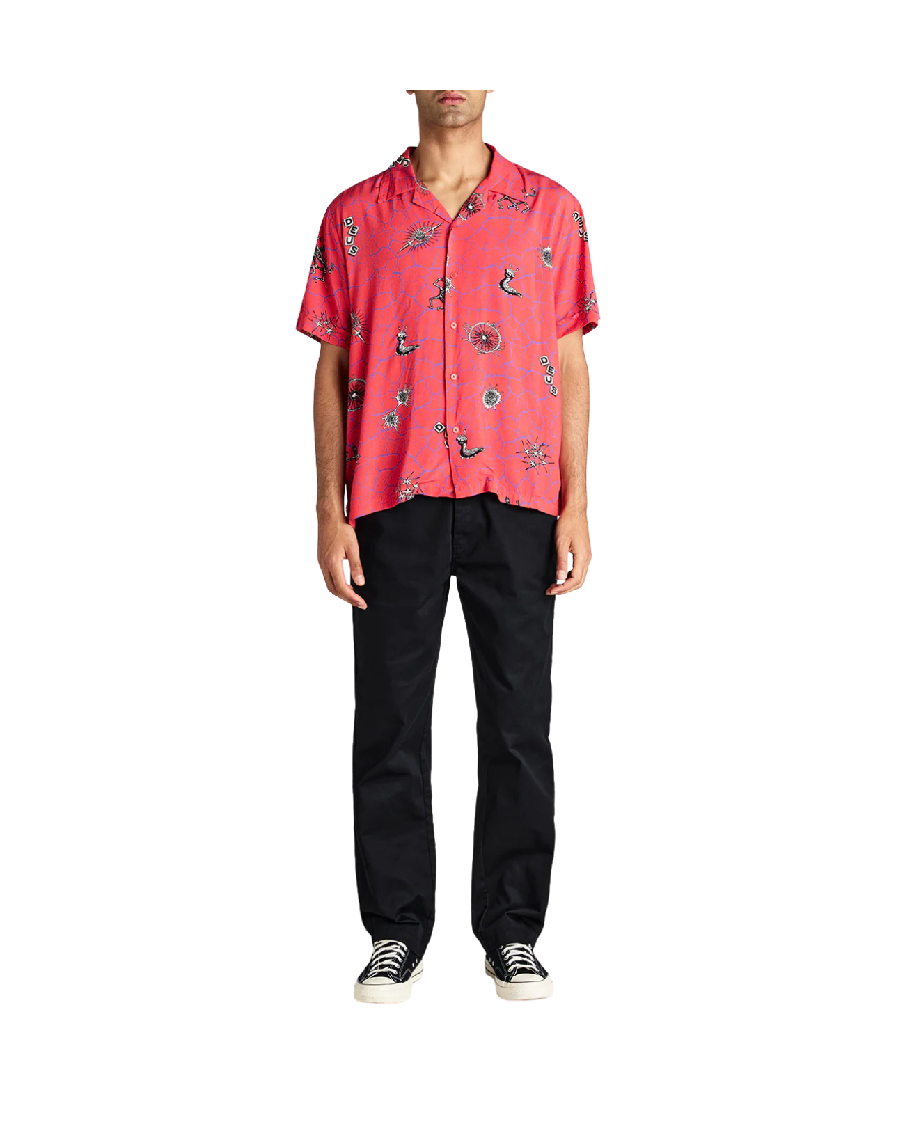 DEUS EX MACHINA VIBRANT VIRUS SHIRT - STRAWBERRY