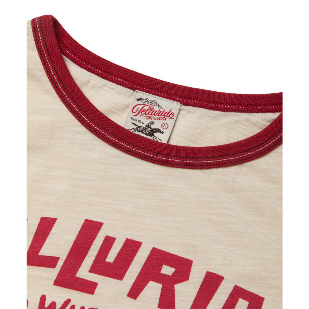 TELLURIDE - RINGER TEE ONE SOUL - WHITE/BURGUNDY