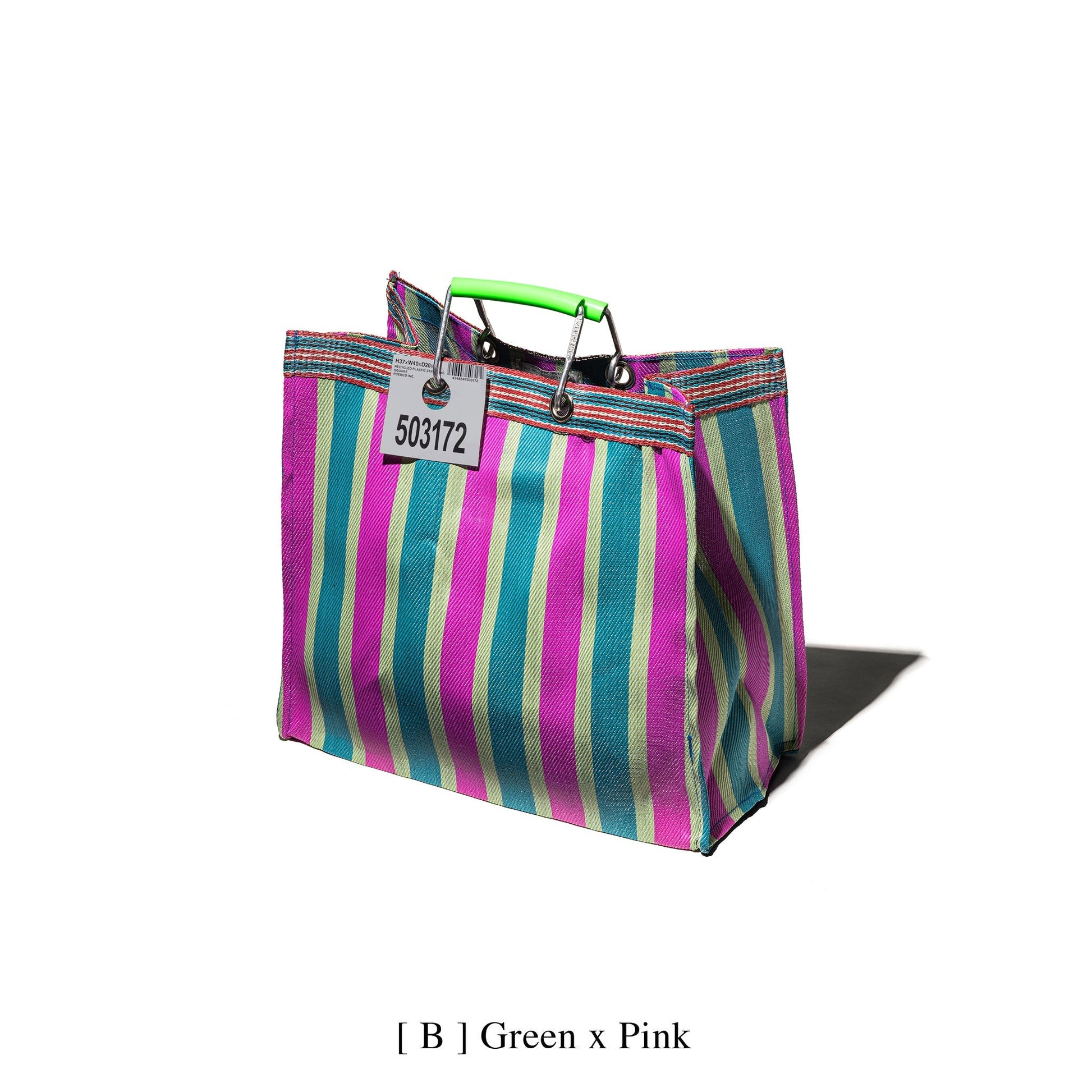 PUEBCO RECYCLED PLASTIC STRIPE BAG / Square