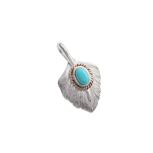 SAAD HEART FEATHER NATURAL TURQUOISE STONE PENDANT TOP - No Color