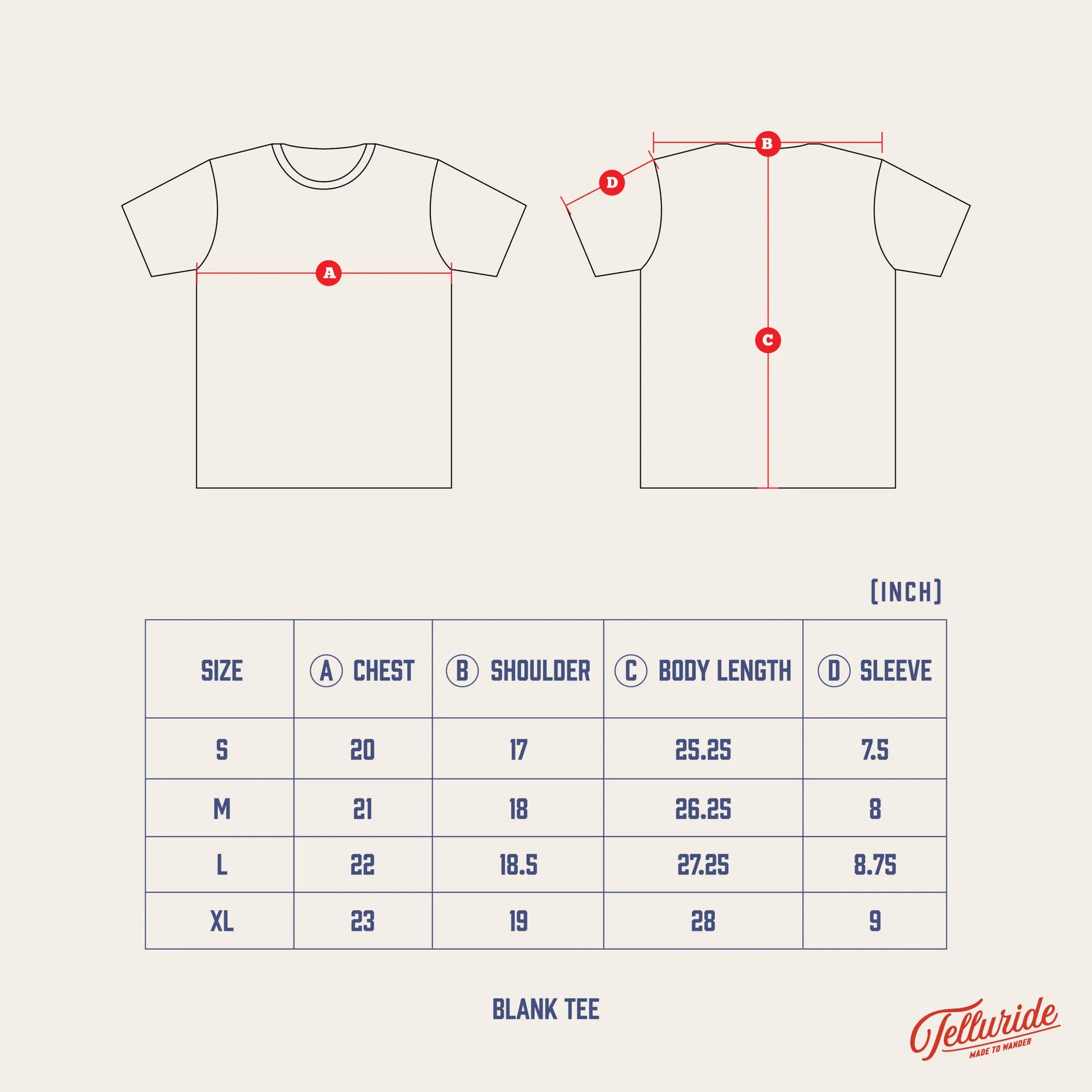 TELLURIDE BLANK T-SHIRT - STONE