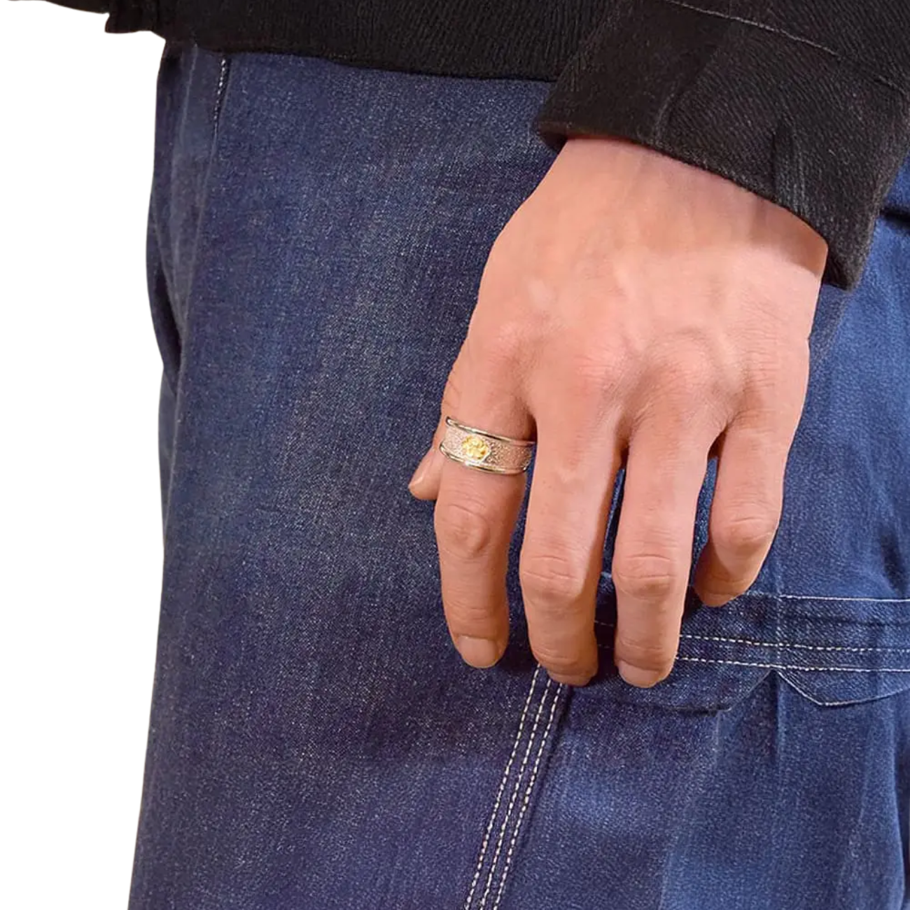 SAAD POPPY MOTIF SILVER 925 K24 (24K) GOLD PLATED RING/FINGER RING - No Color