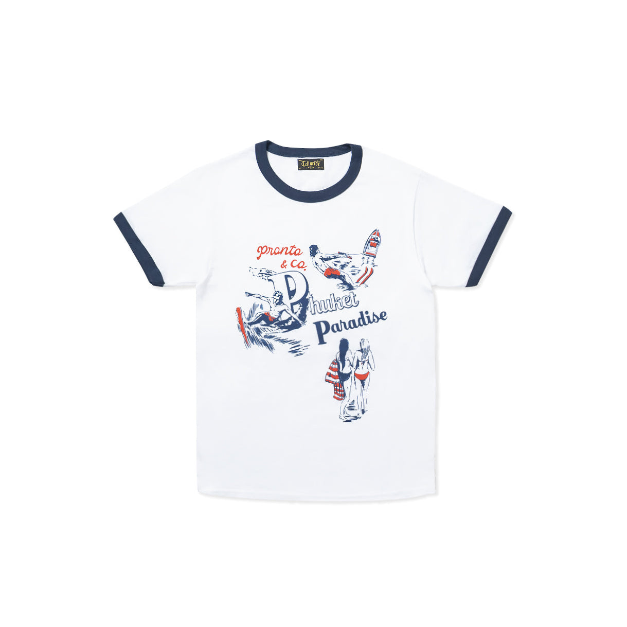 PRONTO & CO. PHUKET SOUVENIR RINGER TEE - WHITE/NAVY
