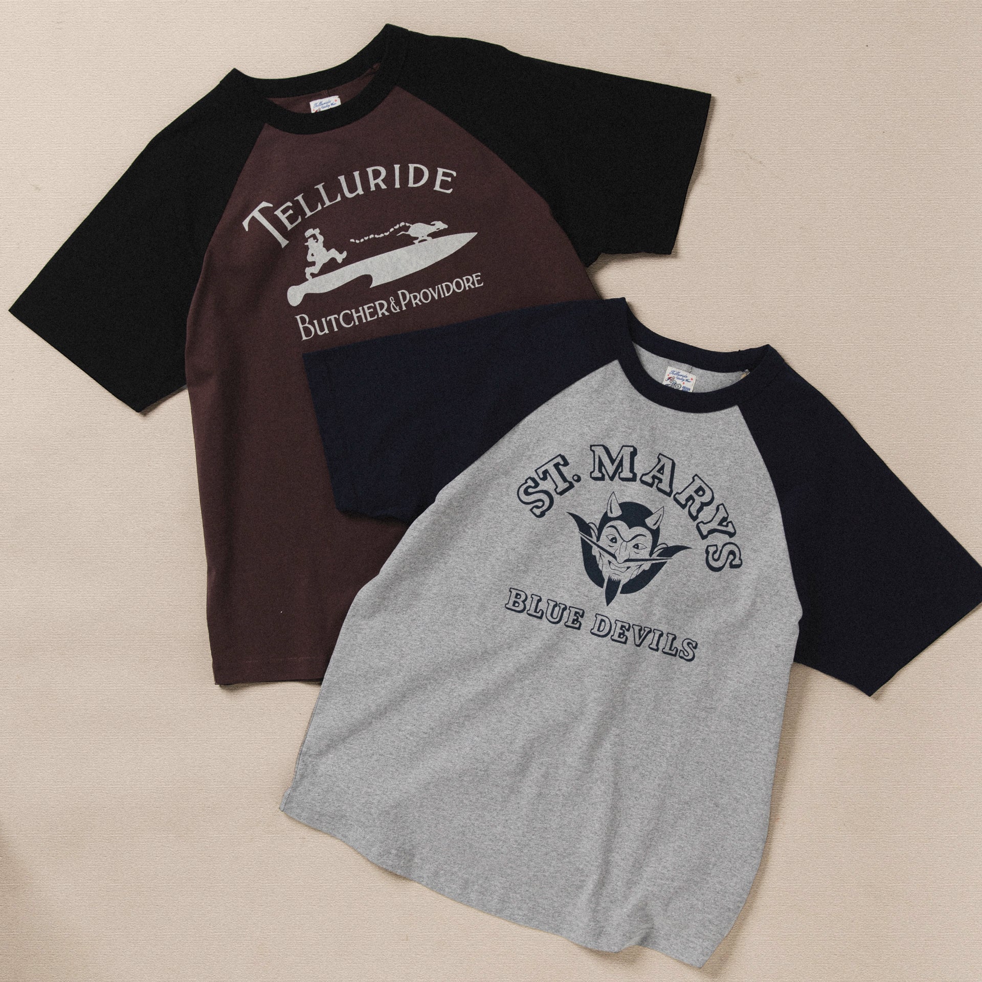 TELLURIDE SPINE RAGLAN TEE THE BUTCHER - PLUM/BLACK