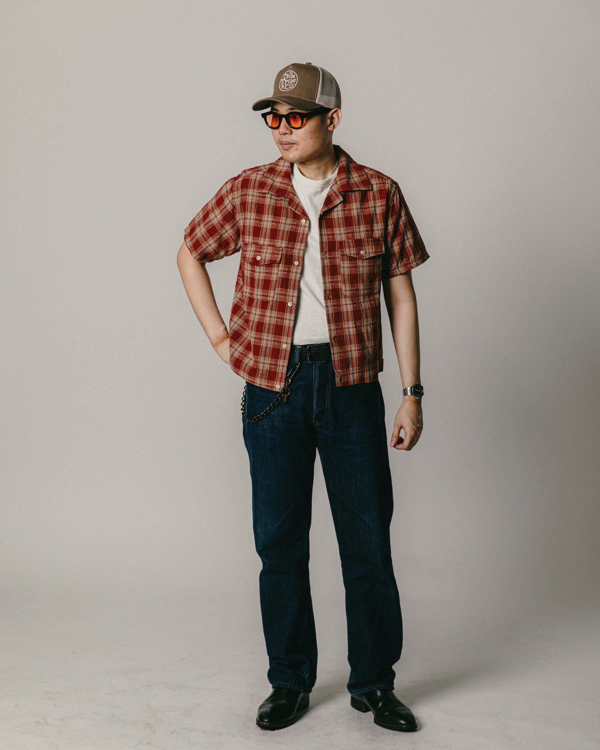 Telluride Drifter Check Flannel Cotton Dye Shirt — Terracotta — view 4