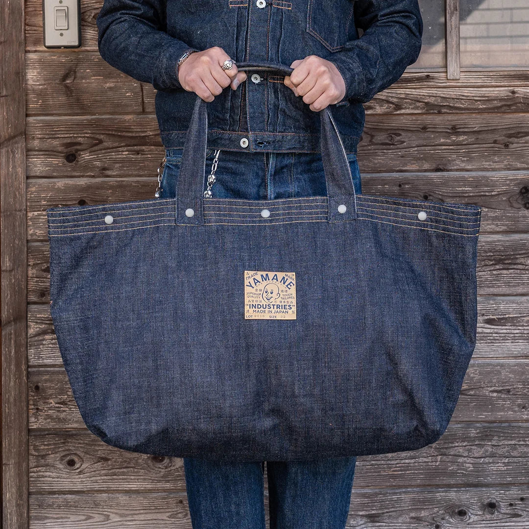 YAMANE LOT.9018 DENIM TWO POCKETS HUGE TOTE 32 INCH - DENIM