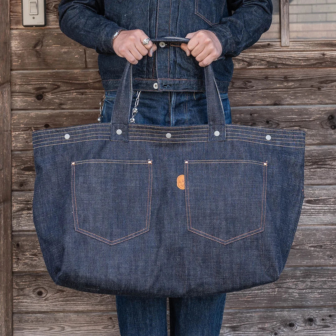 YAMANE LOT.9018 DENIM TWO POCKETS HUGE TOTE 32 INCH - DENIM