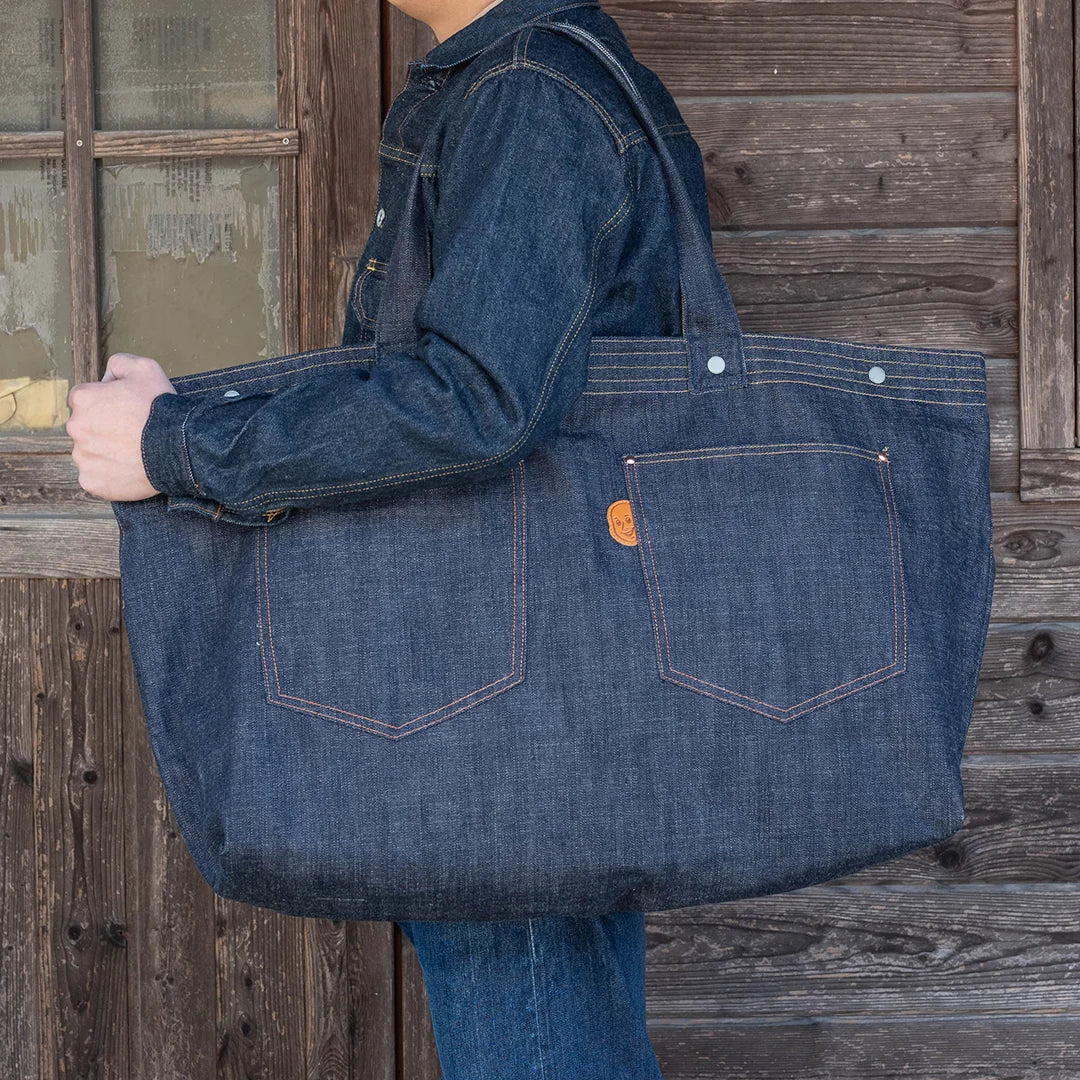 YAMANE LOT.9018 DENIM TWO POCKETS HUGE TOTE 32 INCH - DENIM