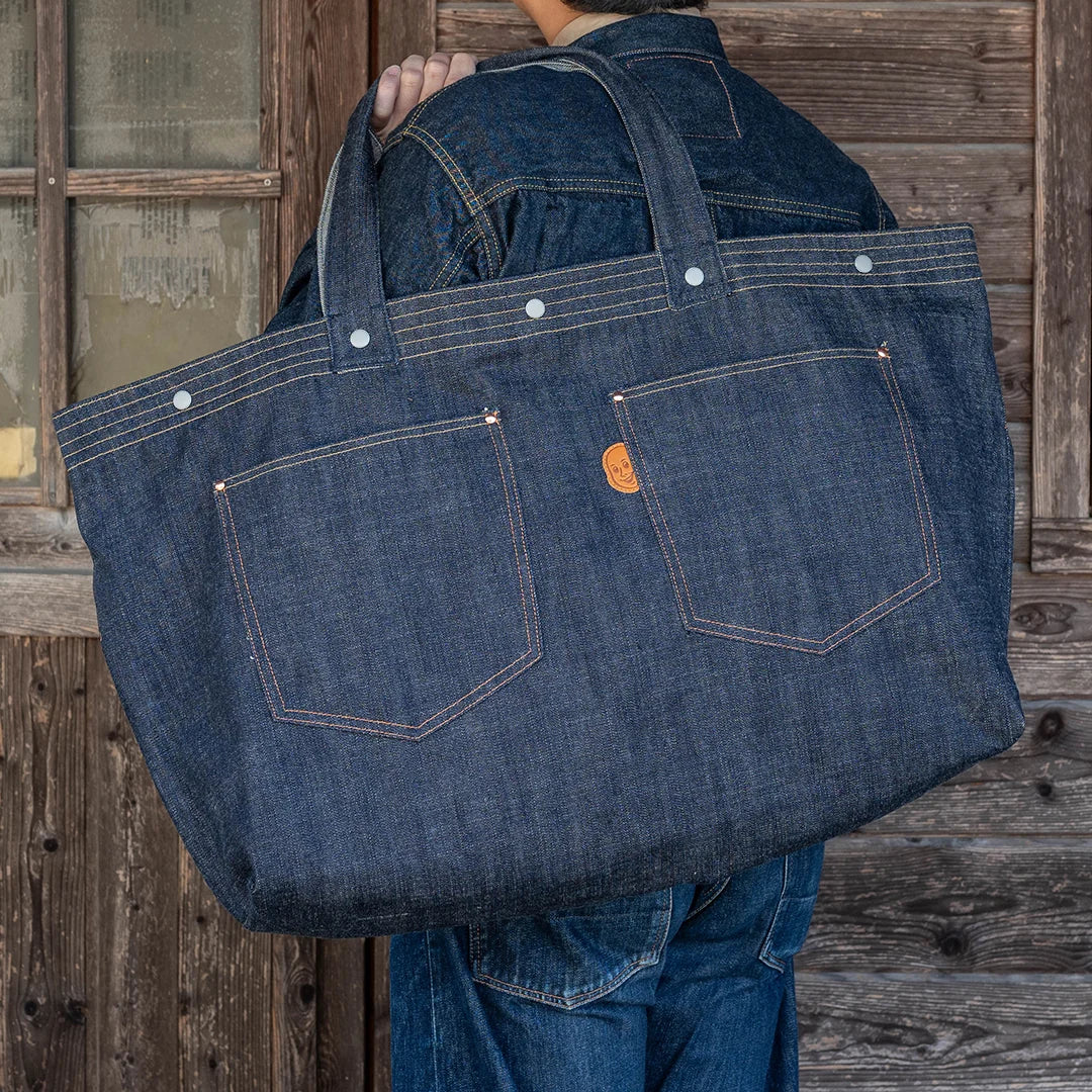 YAMANE LOT.9018 DENIM TWO POCKETS HUGE TOTE 32 INCH - DENIM