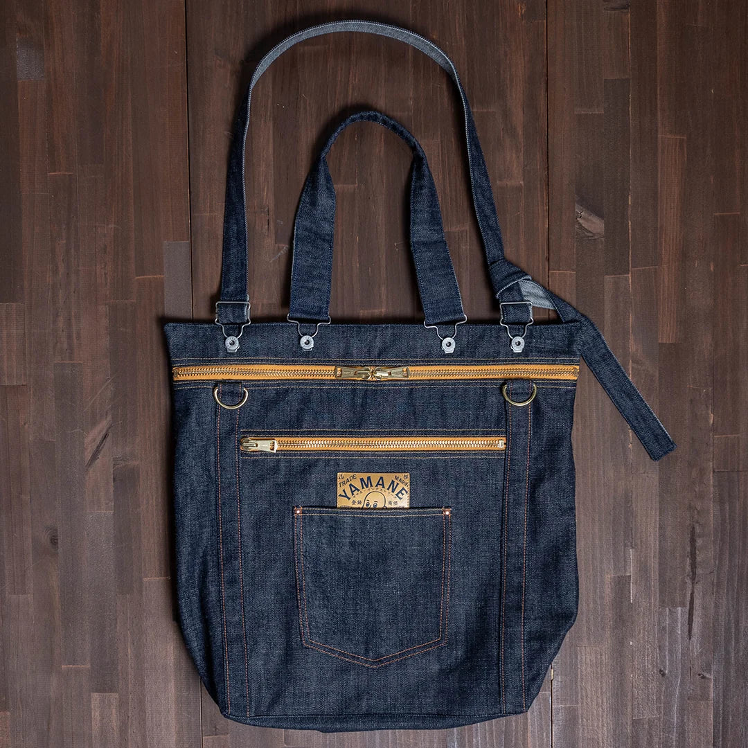 YAMANE LOT.9022 DENIM 3 WAY ZIP BAG 21 INCH - DENIM