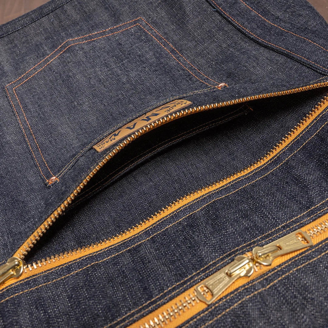 YAMANE LOT.9022 DENIM 3 WAY ZIP BAG 21 INCH - DENIM