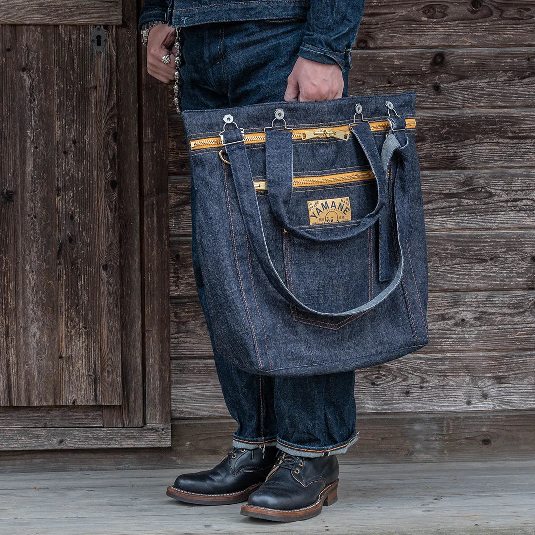 YAMANE LOT.9022 DENIM 3 WAY ZIP BAG 21 INCH - DENIM