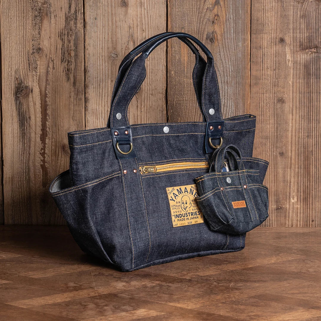 YAMANE LOT.9023 DENIM ZIP TOOL BAG WITH POUCH 20 INCH - DENIM