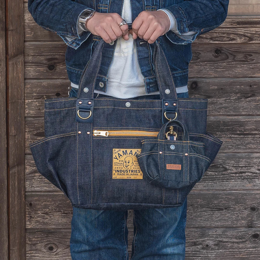 YAMANE LOT.9023 DENIM ZIP TOOL BAG WITH POUCH 20 INCH - DENIM