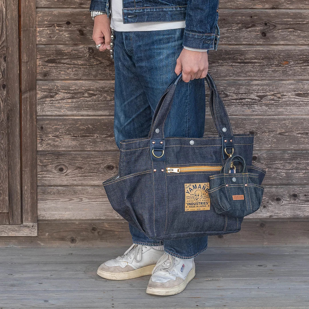 YAMANE LOT.9023 DENIM ZIP TOOL BAG WITH POUCH 20 INCH - DENIM