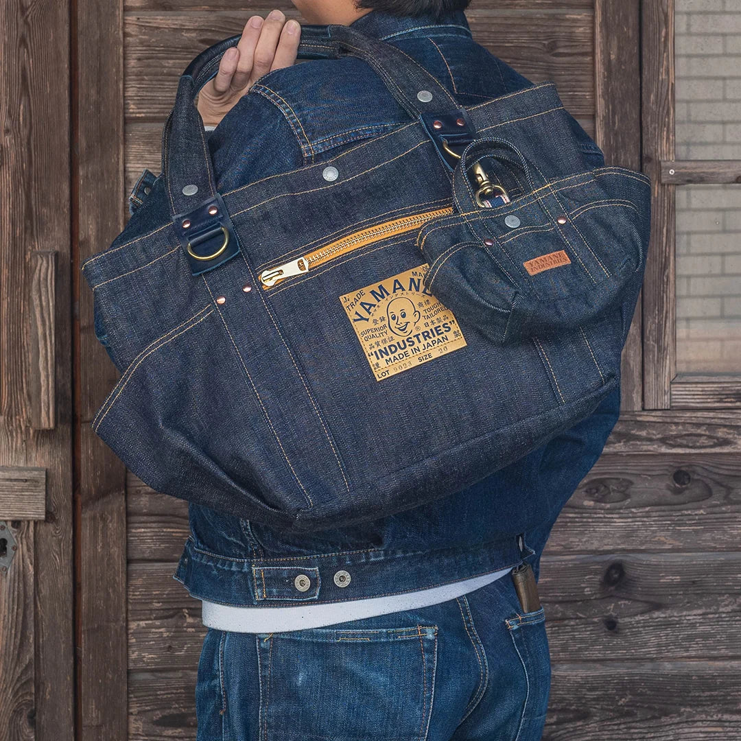 YAMANE LOT.9023 DENIM ZIP TOOL BAG WITH POUCH 20 INCH - DENIM