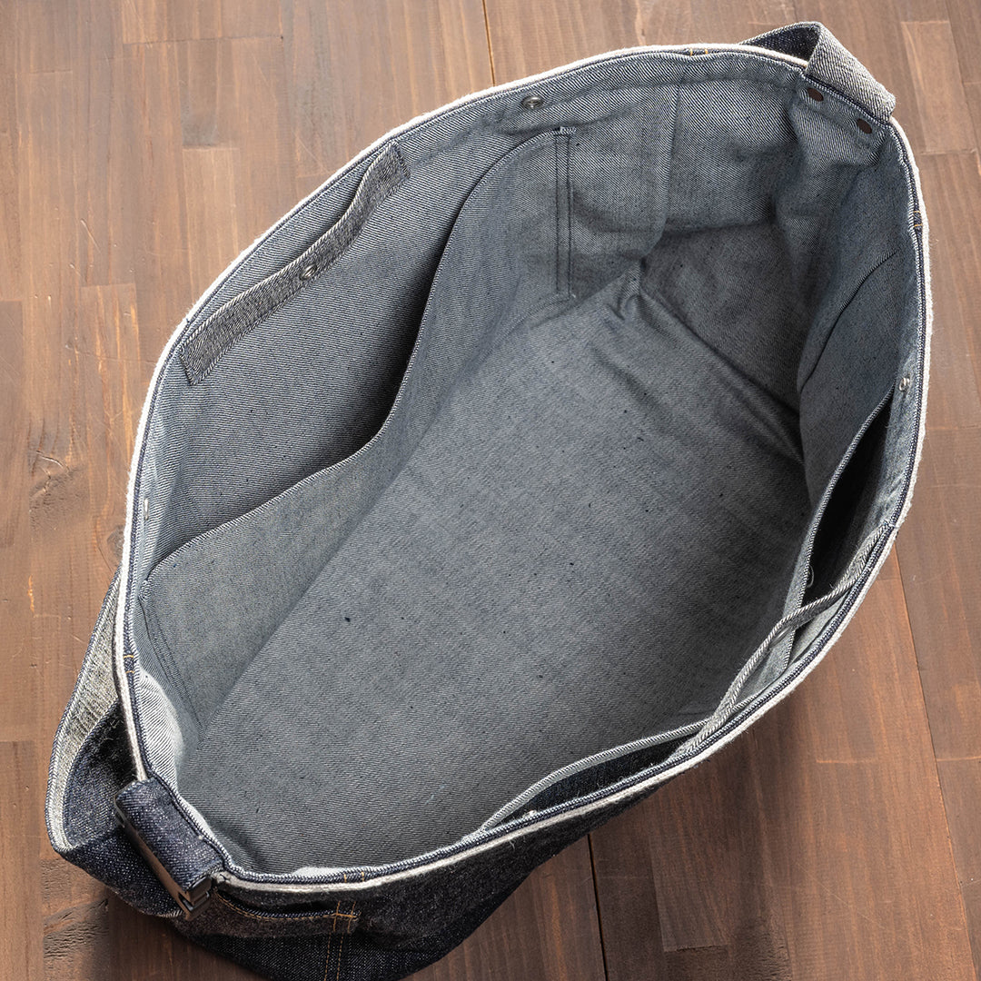 YAMANE LOT.9024 DENIM NEWSPAPER BAG 20 INCH - DENIM