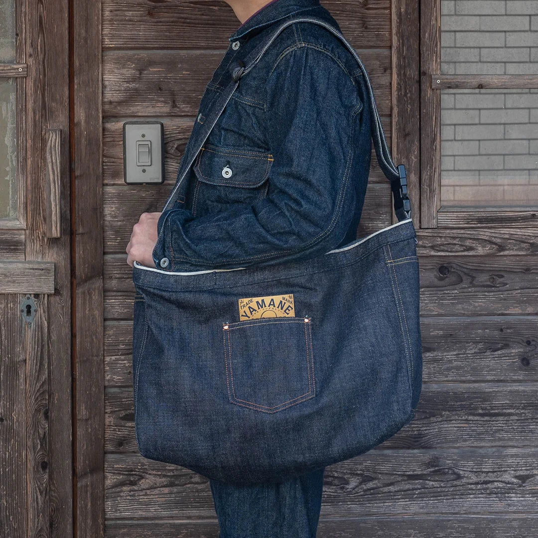 YAMANE LOT.9024 DENIM NEWSPAPER BAG 20 INCH - DENIM