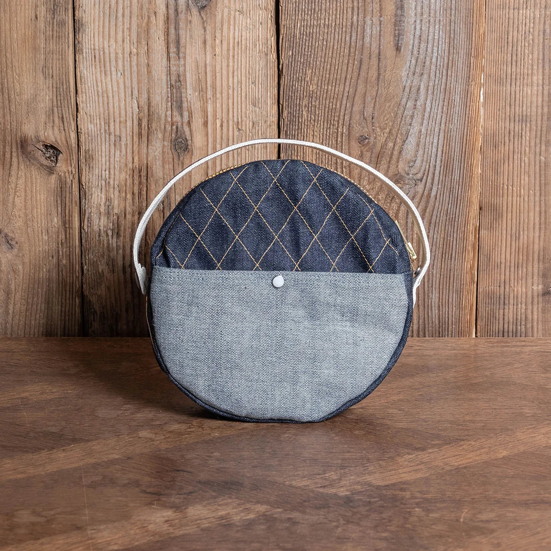 YAMANE LOT.9033 DENIM CIRCULAR MINI BAG 9 INCH - DENIM