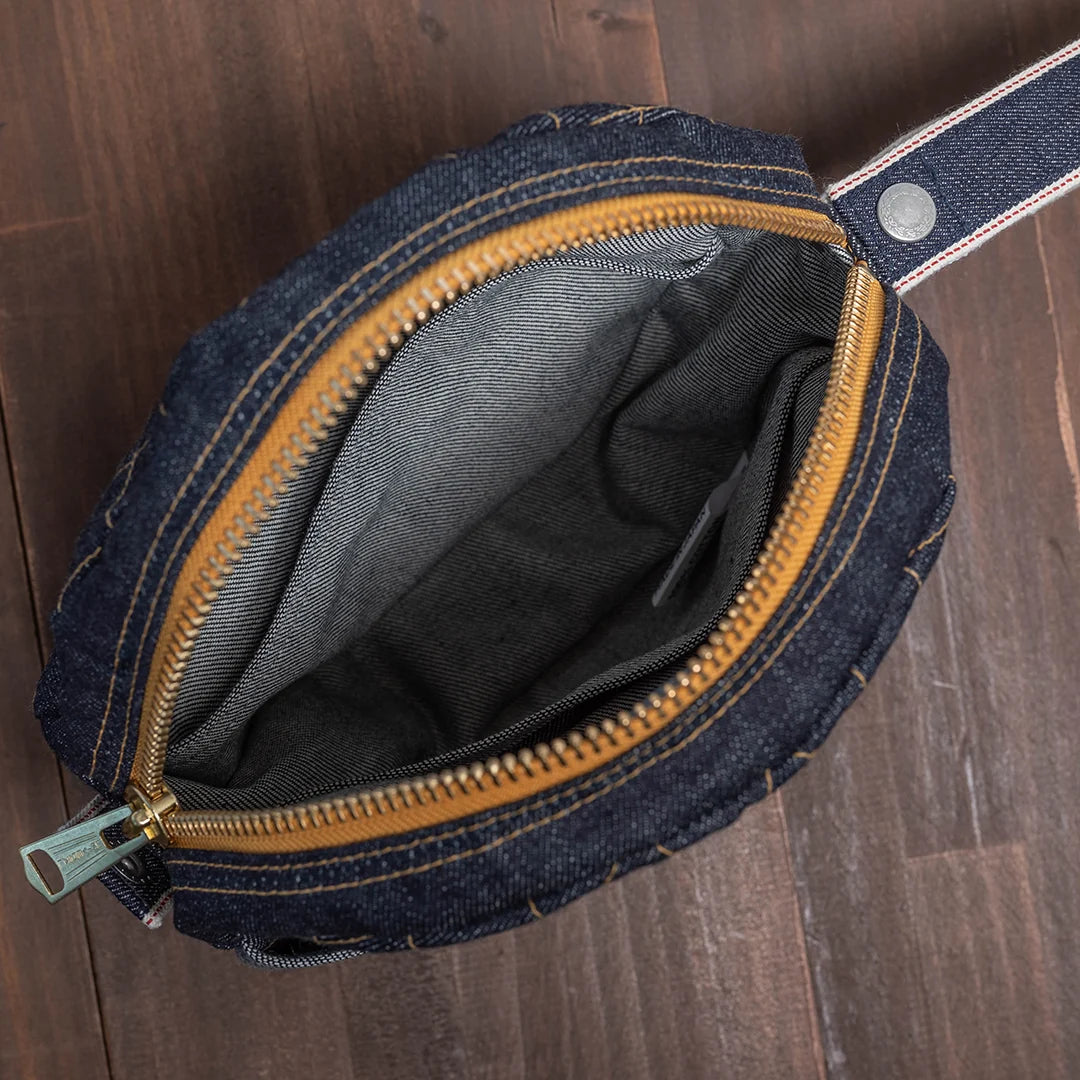 YAMANE LOT.9033 DENIM CIRCULAR MINI BAG 9 INCH - DENIM