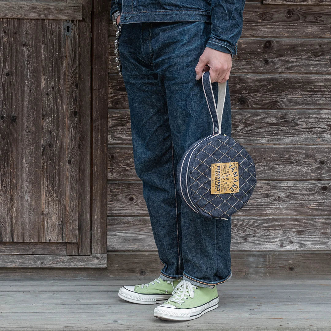 YAMANE LOT.9033 DENIM CIRCULAR MINI BAG 9 INCH - DENIM