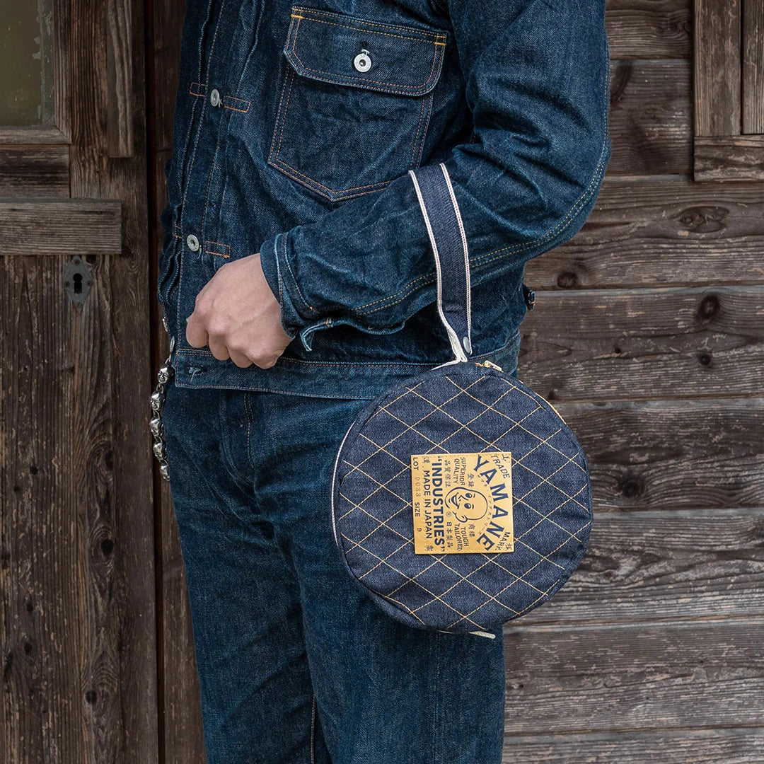 YAMANE LOT.9033 DENIM CIRCULAR MINI BAG 9 INCH - DENIM