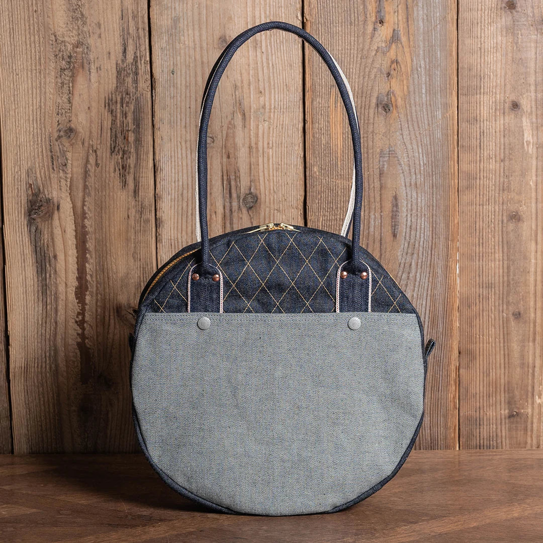 YAMANE LOT.9036 DENIM CIRCULAR TOTE 14 INCH - DENIM