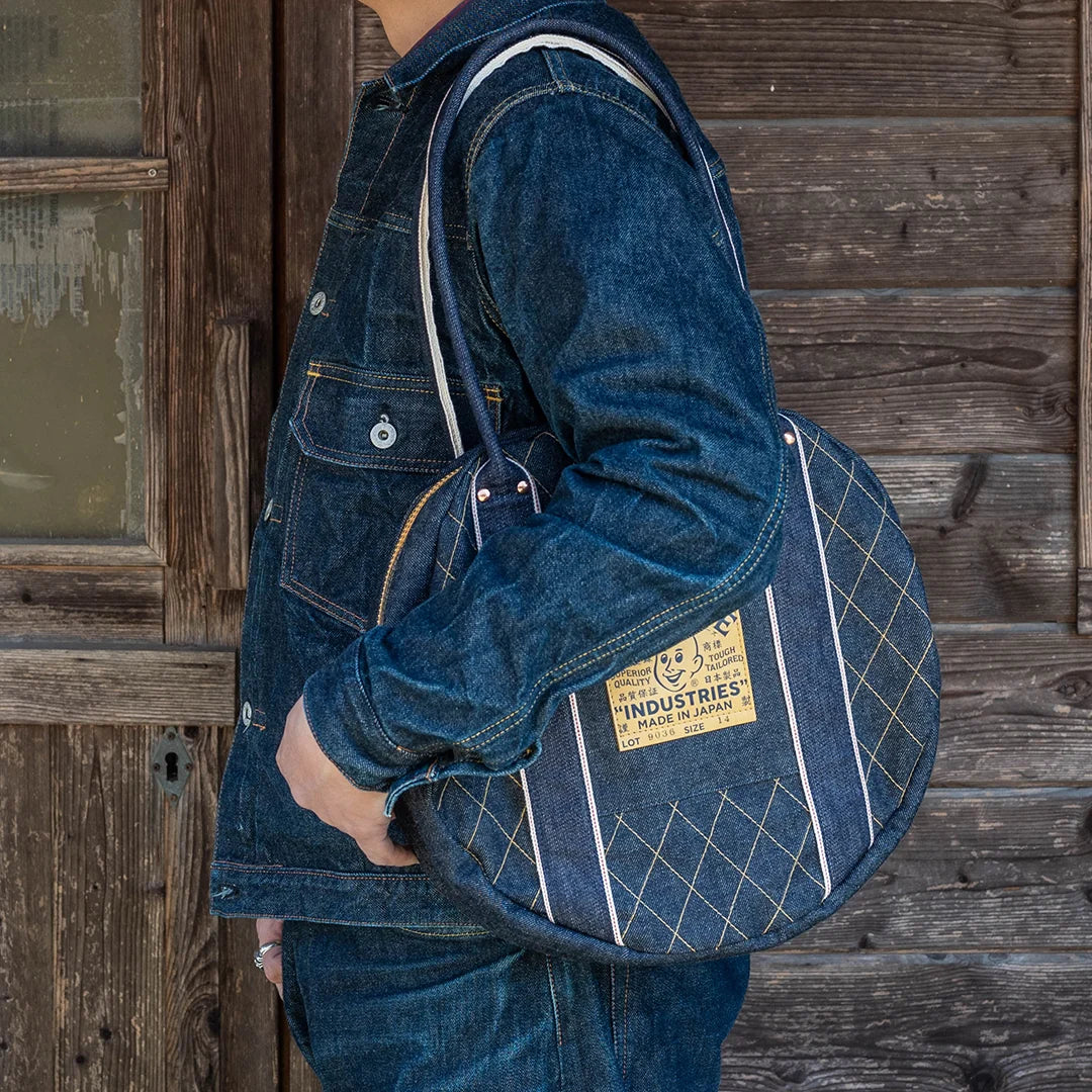 YAMANE LOT.9036 DENIM CIRCULAR TOTE 14 INCH - DENIM