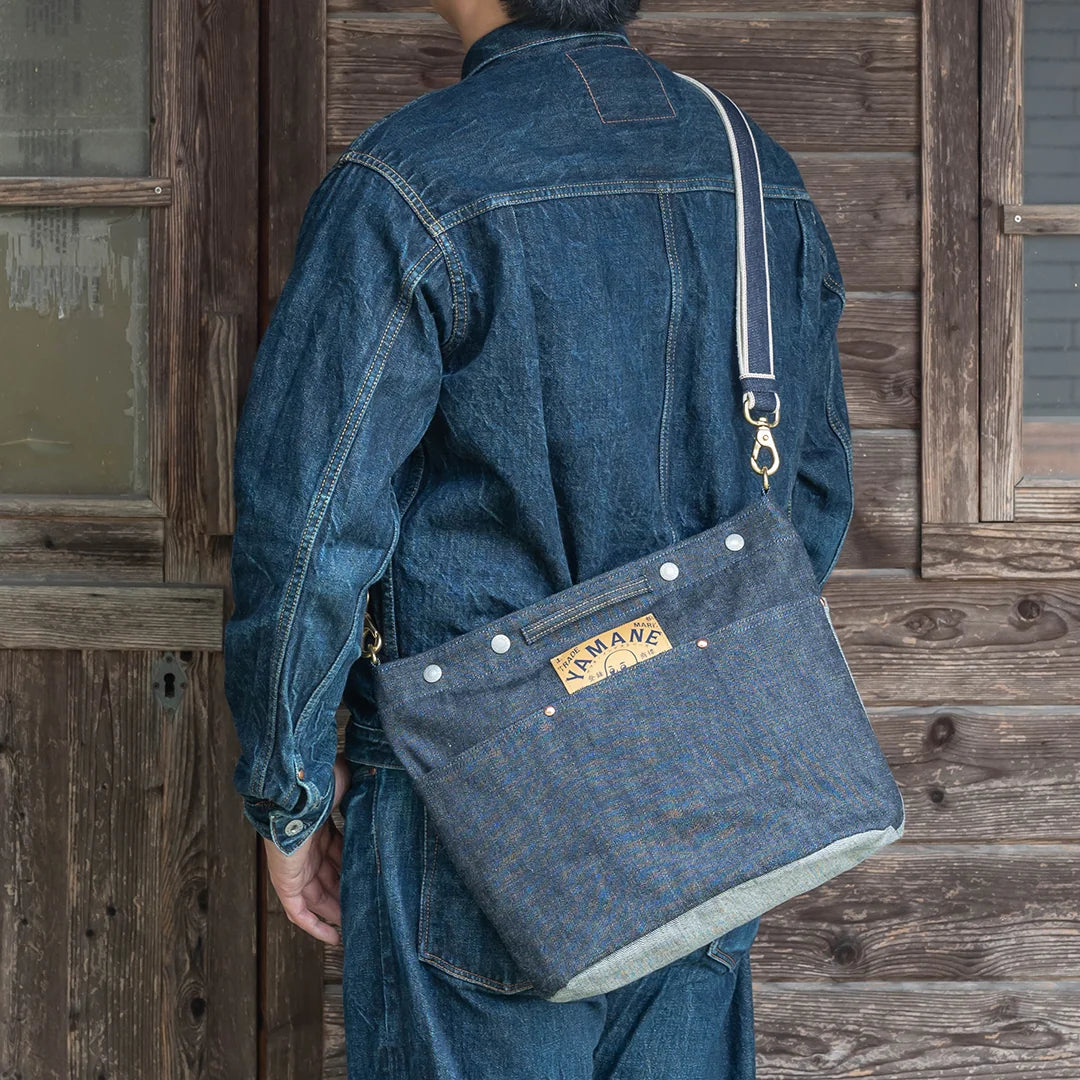 YAMANE LOT.9060 DENIM TWO-WAY SHOULDER BAG 16 INCH - DENIM