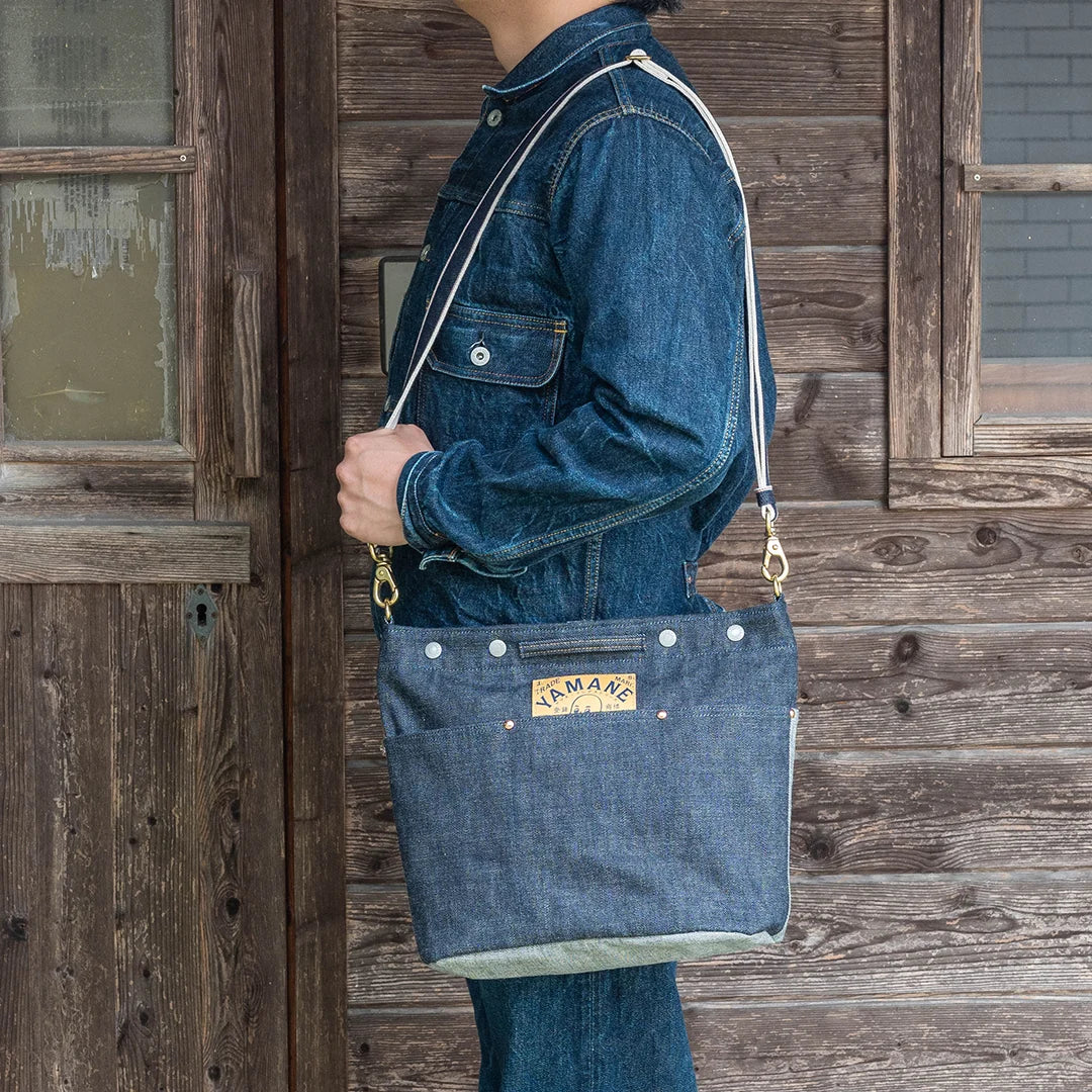 YAMANE LOT.9060 DENIM TWO-WAY SHOULDER BAG 16 INCH - DENIM