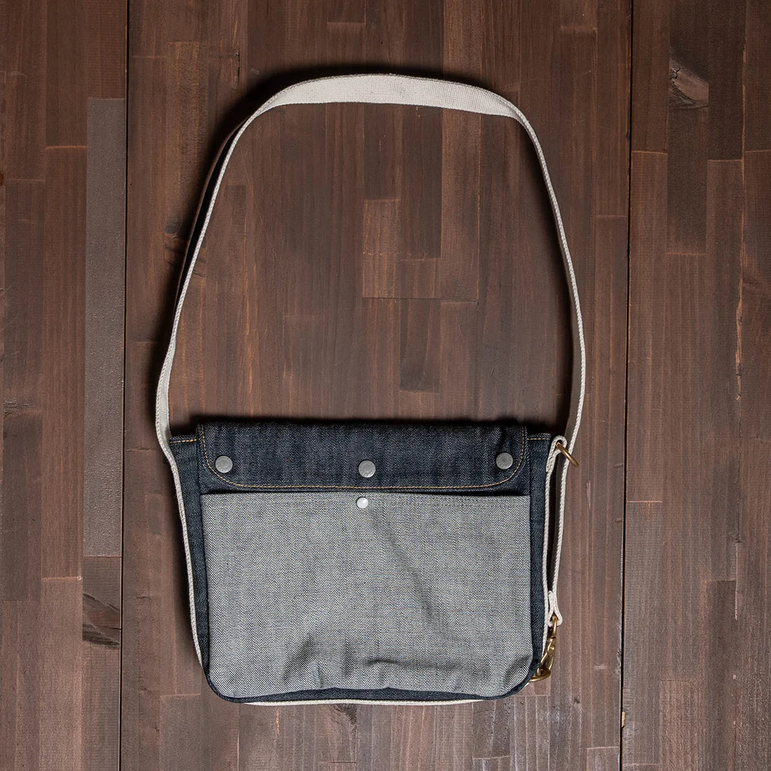 YAMANE LOT.9066 DENIM FOUR-WAY FLAP SHOULDER BAG 12 INCH - DENIM