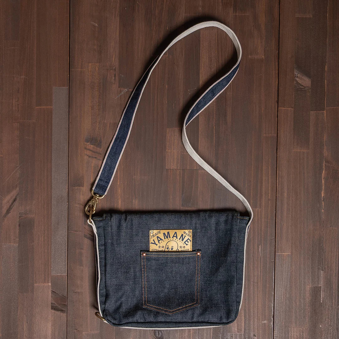 YAMANE LOT.9066 DENIM FOUR-WAY FLAP SHOULDER BAG 12 INCH - DENIM