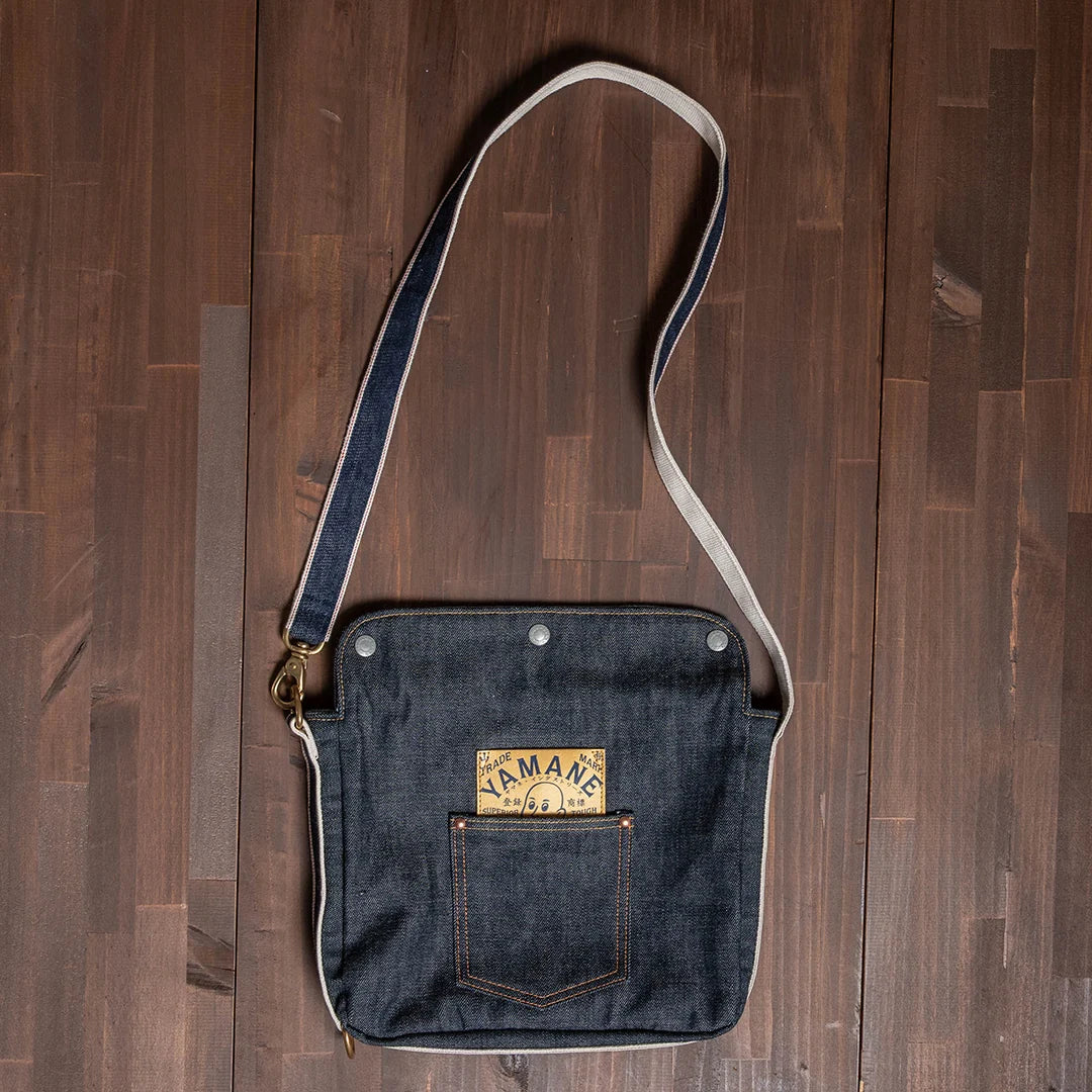 YAMANE LOT.9066 DENIM FOUR-WAY FLAP SHOULDER BAG 12 INCH - DENIM