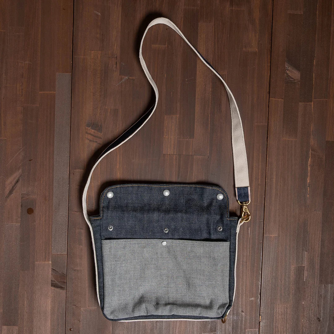 YAMANE LOT.9066 DENIM FOUR-WAY FLAP SHOULDER BAG 12 INCH - DENIM