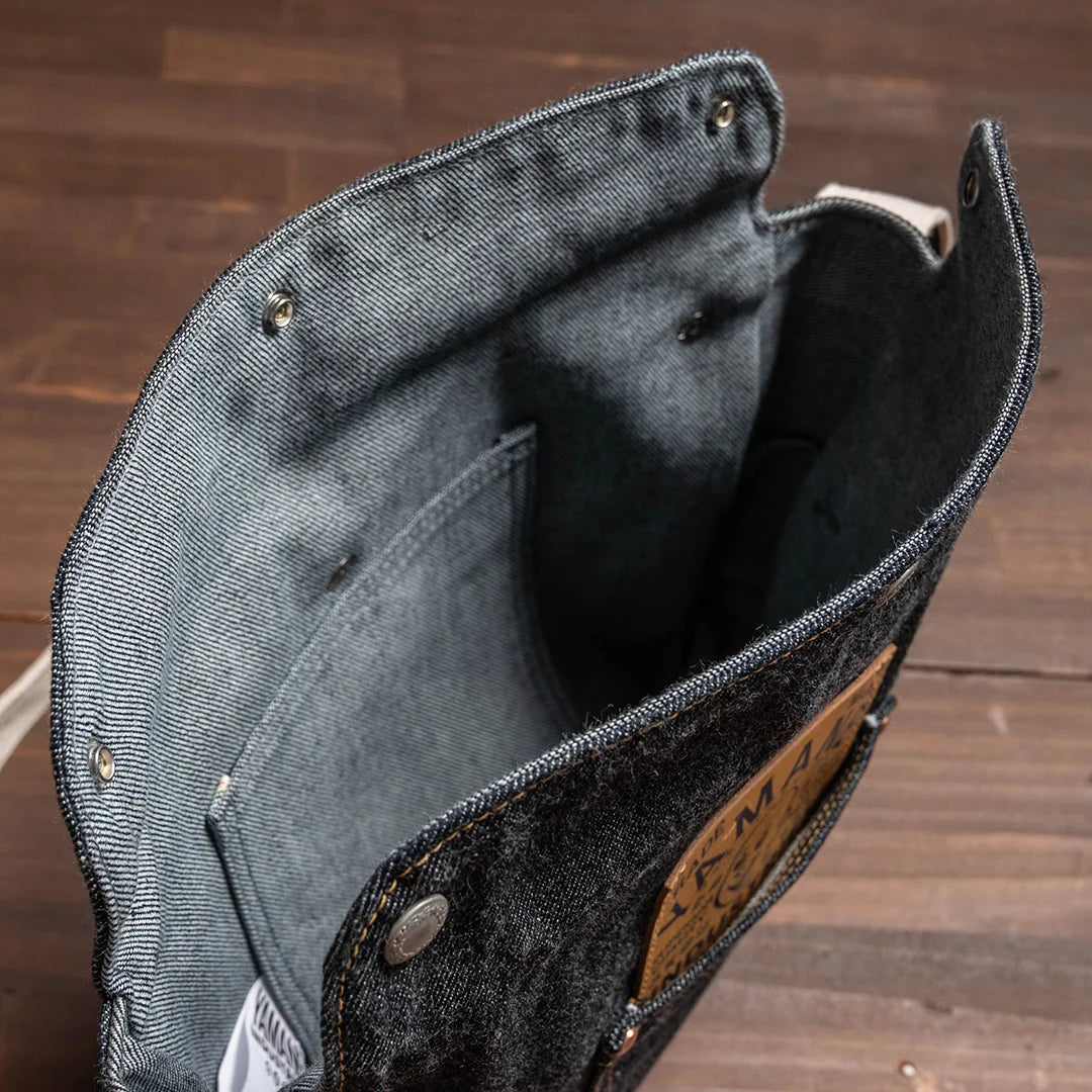 YAMANE LOT.9066 DENIM FOUR-WAY FLAP SHOULDER BAG 12 INCH - DENIM